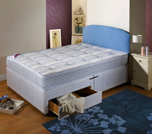 Ashleigh 4 foot/small double Divan Base With 2 Drawers Foot End and a 10 Inch Deep Firm Orthopedic Mattress