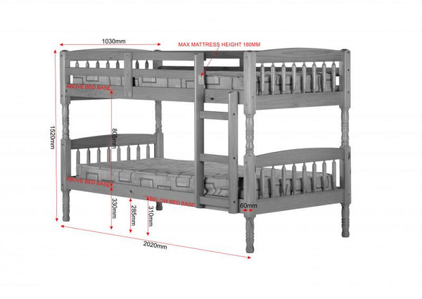 Albany 3' Bunk Bed in Antique Pine