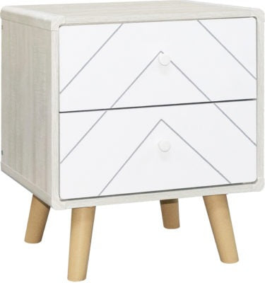 Dixie 2 Drawer Bedside in Dusty Grey/White