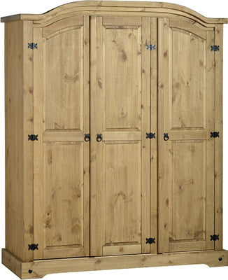 Corona 3 Door Wardrobe in Distressed Wax Pine.