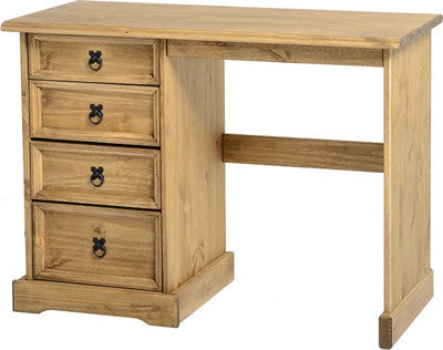 Corona 4 Drawer Dressing Table jn Distressed Waxed Pine.