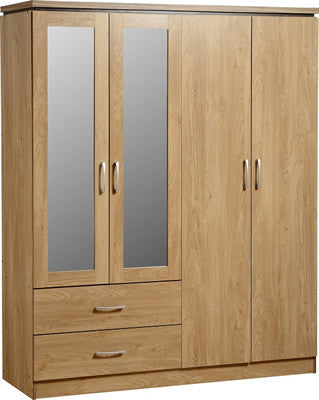 2 Drawer 4 Door Mirrored Wardrobe