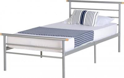 Orion Single/4 Foot and Double Silver Metal Bed Frame.