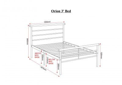 Orion Single/4 Foot and Double Silver Metal Bed Frame.