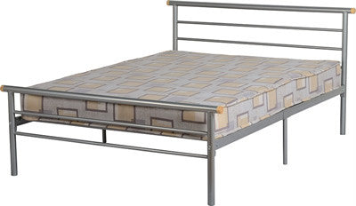 Orion Single/4 Foot and Double Silver Metal Bed Frame.