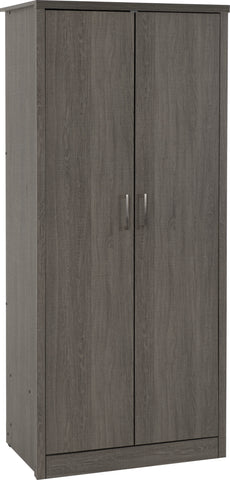 Lisbon 2 door wardrobe available in Black Wood Grain  Effect Veneer
