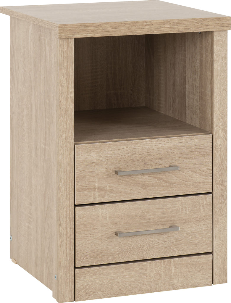 Lisbon 2 Drawer bedside cabinet in either light oak veneer effect
