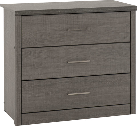 3 Drawer chest available in Black  Wood Grain effect Veneer