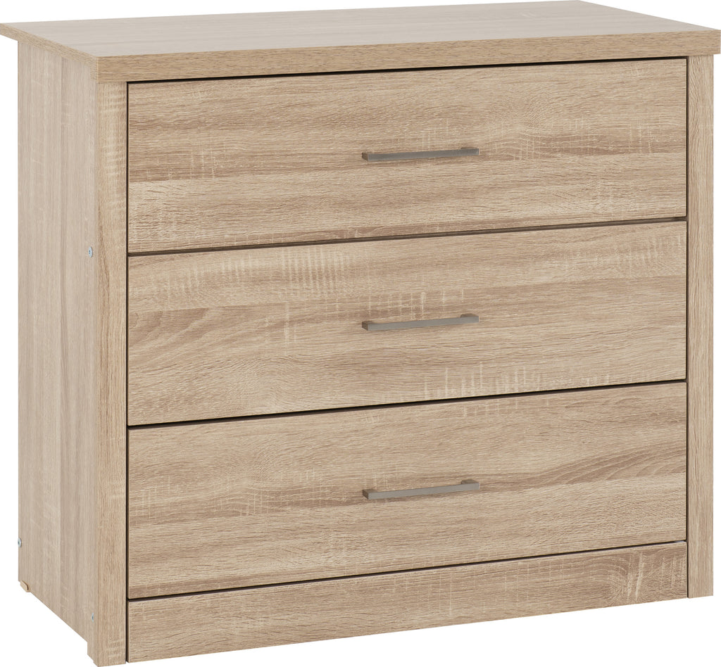 3 Drawer chest available in light oak veneer effect