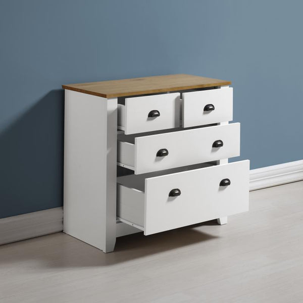 Ludlow 2+2 Drawer chest in White/Oak Lacquer or Grey/Oak Lacquer