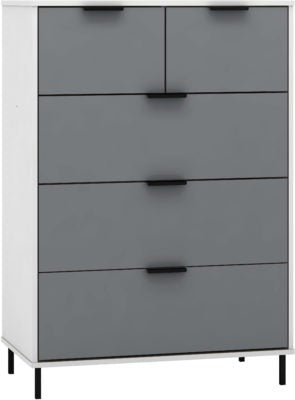 Madrid 3+2 Drawer Chest  in Grey/White Gloss