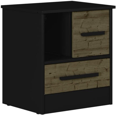 Madrid  Bedside Chest  in Black/Acacia Effect