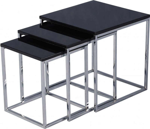 Charisma Nest of Tables in Black Gloss/Chrome