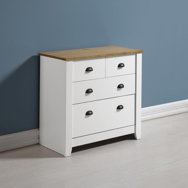 Ludlow 2+2 Drawer chest in White/Oak Lacquer or Grey/Oak Lacquer