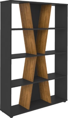 Naples Medium Bookcase in Black/Pine Effect