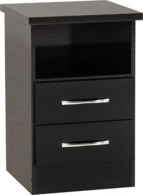 Nevada 2 Drawer Bedside Chest in Black