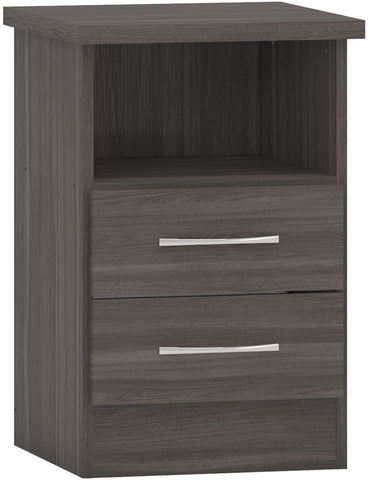 Nevada 2 Drawer Bedside Chest in  Black Wood Grain