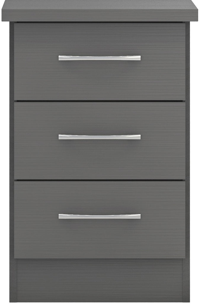 Nevada 3 Drawer Bedside Chest in 3D Grey Effect