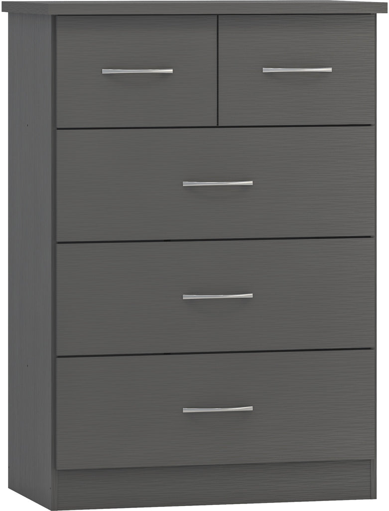 Nevada 3+2 Drawer Chest in 3D Grey Effect