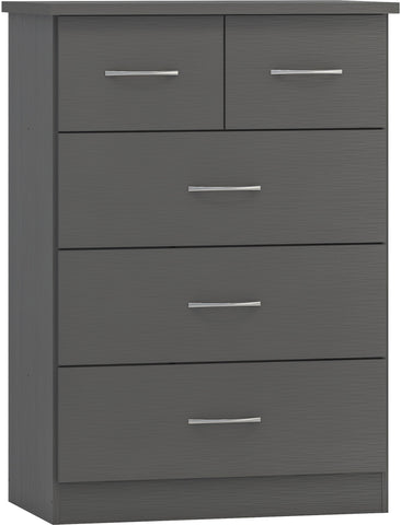 Nevada 3+2 Drawer Chest in 3D Grey Effect