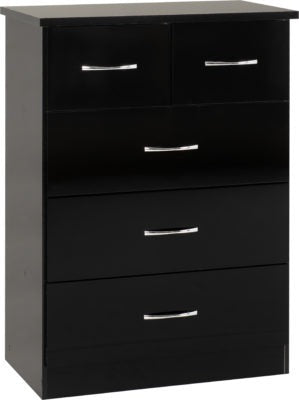 3+2 Drawer Chest in Black Gloss