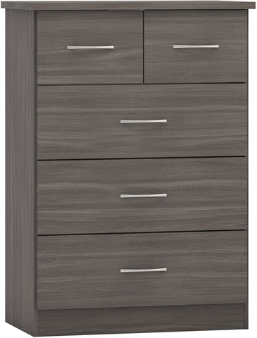 Nevada 3+2 Drawer Chest in Blacwood Grain Effect
