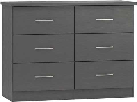 Nevada 6 Drawer Chest 3D Effect Grey