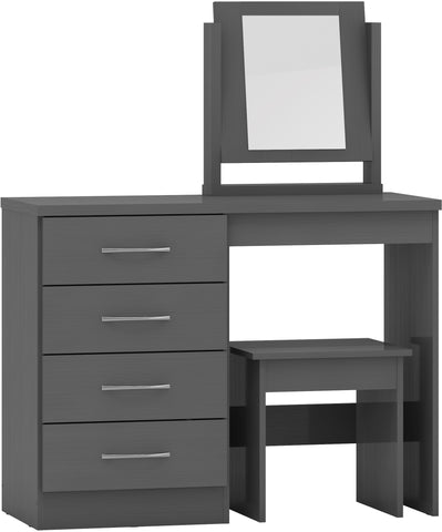 Nevada 4 Drawer Dressing Table Set in 3D Effect Grey
