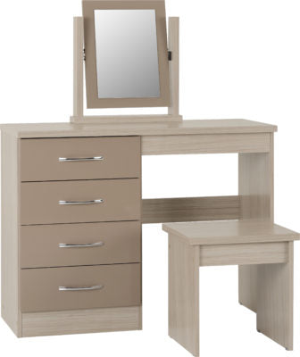 Nevada 4 Drawer Dressing Table Set in Oyster/Oak Effect Veneer
