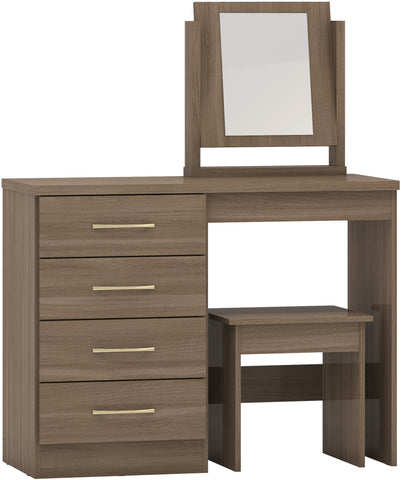 Nevada 4 Drawer Dressing Table Set in Rustic Oak Effect