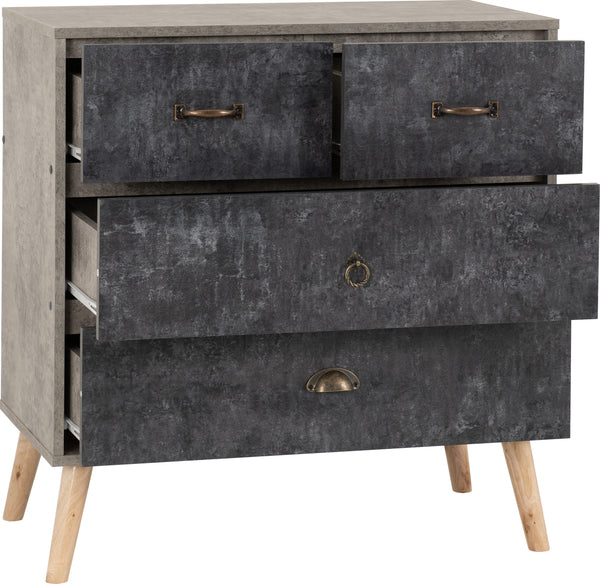 Nordic 2+2 Drawer chest in Charcoal Effect/Charcoal