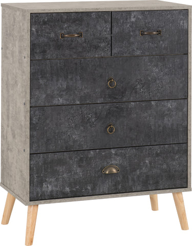 Nordic 3+2 Drawer chest in Concrete Effect/Charcoal