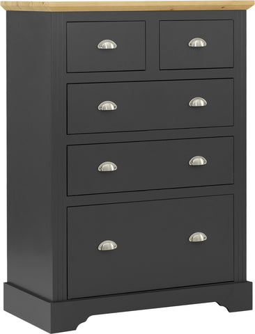 Toledo 3+2 Drawer Chest in Grey/Oak Effect