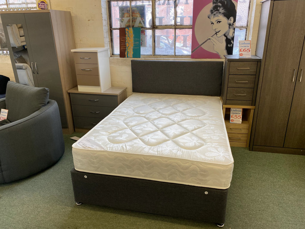 York King Size Divan base Without Drawers and a 10 Inch Deep Soft/Medium Mattress