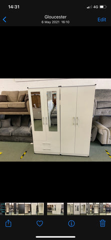 Copy of UK Furniture 2 Door Wardrobe with 2 Drawers in White Effect Veneer