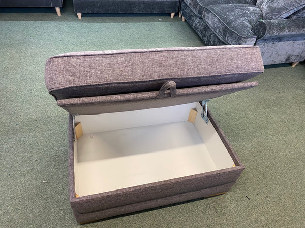 Large Storage Footstool in Glen Eagles Silver Plain/Glen Eagles Silver Plain Check