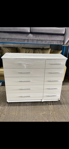 UK Furniture 10 Drawer Slim Chest in White Effect Veneer