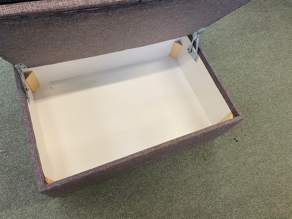Large Storage Footstool in Glen Eagles Silver Plain/Glen Eagles Silver Plain Check