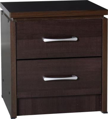Charles 2 Drawer bedside chest in Walnut