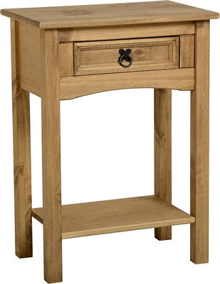 Corona 1 Drawer Console Table with Shelf in Distressed Waxed Pine
