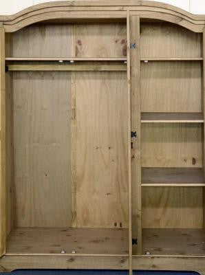 Corona 3 Door Wardrobe in Distressed Wax Pine.