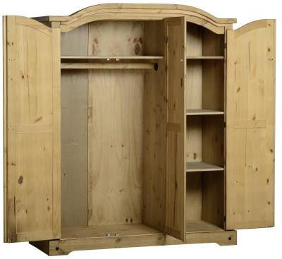 Corona 3 Door Wardrobe in Distressed Wax Pine.
