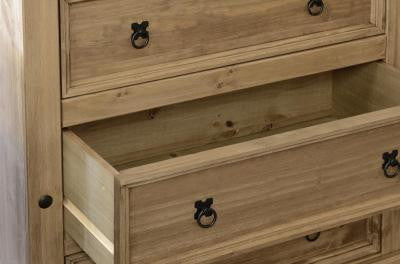 Corona 3 Drawer large chest in Distressed Wax Pine.