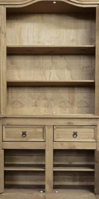 Corona 3' Buffet Hutch in Distressed Waxed Pine/Clear Glass