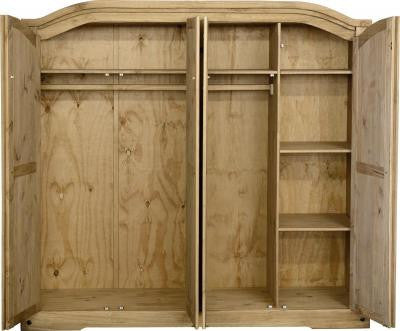 Corona 4 Door Wardrobe in Distressed Waxed Pine.