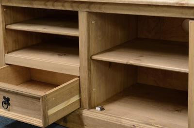 Corona Entertainment Unit in Distressed Waxed Pine/Glass