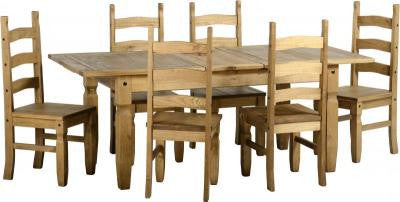 Corona Extending Dining Table and 6 Chairs in Distressed Waxed Pine