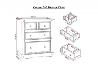 Corona 2 + 2 Chest in Distressed Waxed Pine.