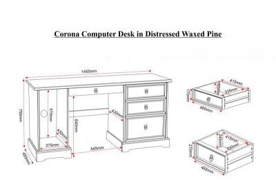 Corona Computer Desk in Distressed Waxed Pine