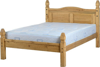 Corona 4'6" Woooden Bed Low Foot End in Distressed Waxed Pine.